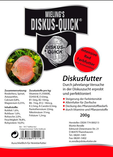 MIELING'S DISKUS-QUICK RED, 200 g - fishbox