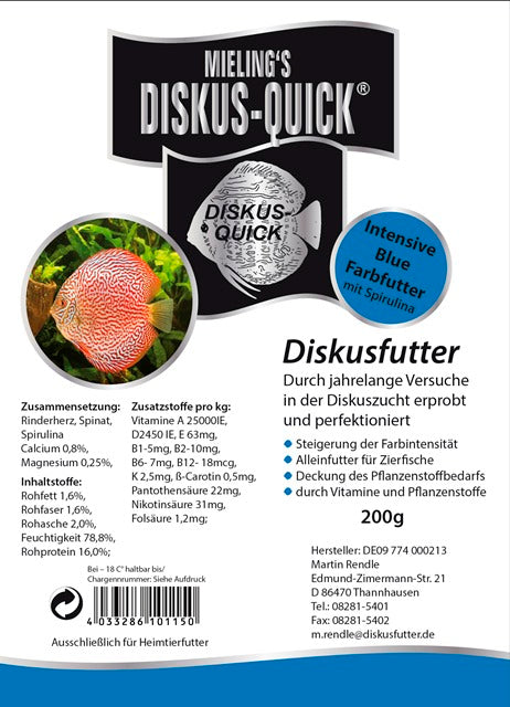 MIELING'S DISKUS-QUICK BLUE, 200 g - fishbox