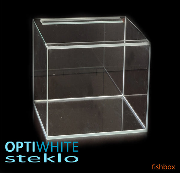 Akvarij, steklena kocka - cube, OPTIWHITE steklo, bel silikon - fishbox
